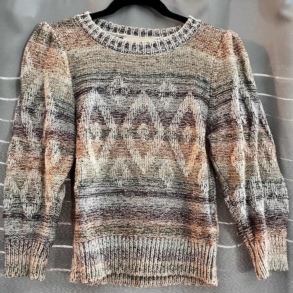 Vanessa Bruno Earthy Tones Crew Neck Sweater 3/4 Sleeve
